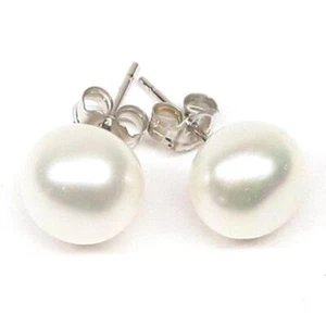 Pendientes de perlas blancas AAA genuinos de 8-9 mm en plata de ley 925 - Imagen 1 de 5