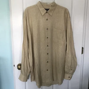 MINE London Mens XL 100% Linen Long Sleeve Mellow Yellow Button Up Shirt - Picture 1 of 10