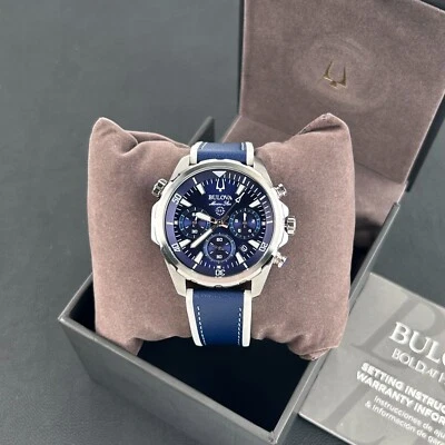 Bulova Marine Star 96B287 Blue Dial-Blue Silicone Strap Men's Quartz Watch 43mm - Image 1 of 4