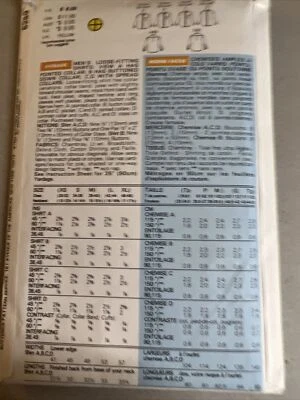 Camisa clásica para hombre Butterick Pattern 6289 cuello en punta talla 42-48 Foto 1 de 2