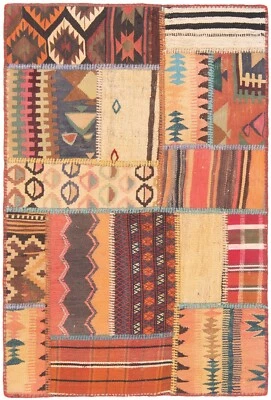 Kelim Patchwork Handgewebter 123x83 cm-Perserteppich,Rug,Orient,kilim,Carpet - Bild 1 von 4