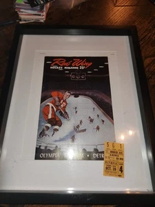 Talón de programa y boleto Gordie Howe Red Wings Blackhawks Olympia 1955  - Imagen 1 de 3