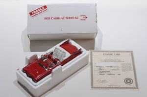DANBURY MINT 1959 CADILLAC SERIES 62 CONVERTIBLE RED SCALE 1:24 WITH COA AND BOX - Picture 1 of 9