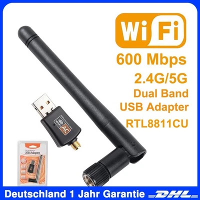 802.11ac/b/g/n 2.4/5.0 Ghz Dual-Band WIFI WLAN Adapter Stick RTL8811CU USB 2.0 - Bild 1 von 4