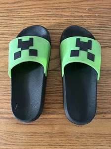 Minecraft Sandalen C 10/11 Schlappen Flats grün offene Zehenpartie Freizeit atmungsaktiv Komfort - Bild 1 von 4