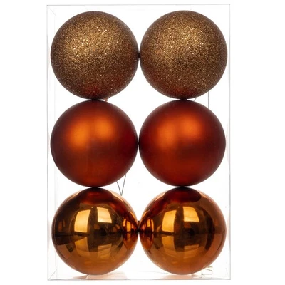 Bolas de Navidad naranja pardusco de 3,94" adornos 6 piezas irrompibles Navidad... Foto 1 de 4