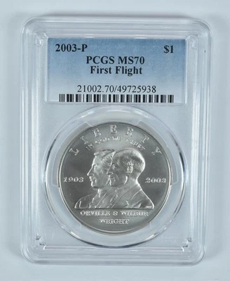 2003-P First Flight Commemorative Dollar MS70 PCGS Blue Label *4244 - Image 1 of 4