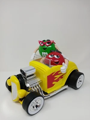 M&M Yellow Hot Rod  Candy Dispenser Car Red Flames Red And Green M&M Figures  - Image 1 of 4