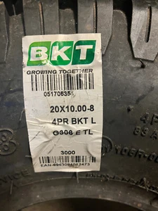 1 New 20x10.00-8 NHS 4 Ply BKT LG-306 Turf Tire - Picture 1 of 4