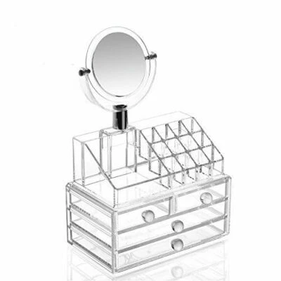 Organizzatore portatrucco cosmetici box trucchi make up donna specchio - Immagine 1 di 4