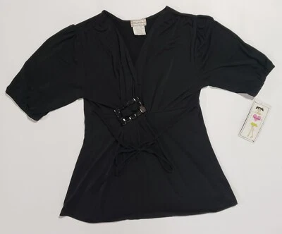 Новый Soulmates сердце и душа пряжка спереди черный блузка верхний размер большой L новый с Ярлыками - Изображение 1 из 4