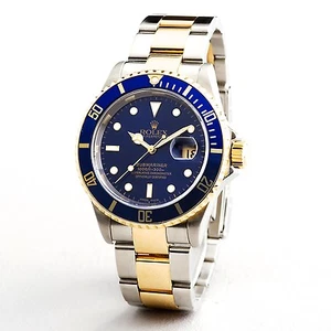Reloj Rolex Submariner para hombre oro amarillo 18k y acero azul sub sin agujeros SEL 16613T - Imagen 1 de 4