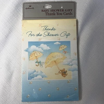 Cartões de agradecimento presentes chá de bebê Hallmark 8 unidades ursos caixa aberta feitos nos EUA - Imagem 1 de 4