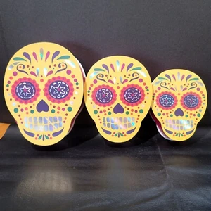 Día de los Muertos Calavera de Azúcar Forma de Cartón Tratamiento Regalo Cajas de Caramelos Set/3 Amarillo - Imagen 1 de 4