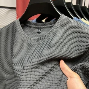 Summer Mesh Ice Silk T-shirt Men's Short Sleeve Round Neck 2024 - Picture 1 of 15