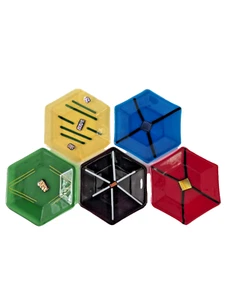 5er Set Schmelzglas Sechseck Platten - Dichroitisches Kunstglas Modern 6,25" breit - Bild 1 von 12