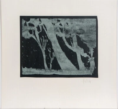 Dieter Huthmacher: Farbholzschnitt  "Wäldchen" handsigniert - Bild 1 von 2