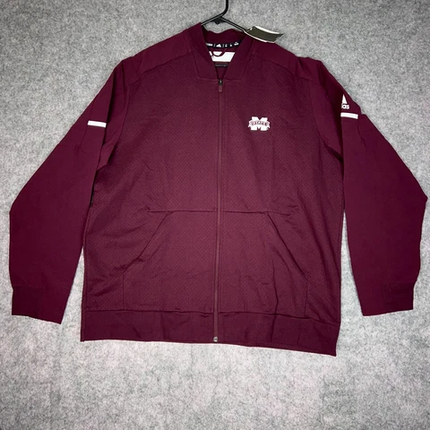 Mississippi State Bulldogs Adidas Mens Jacket 2XL XXL Maroon White NCAA Football Cover