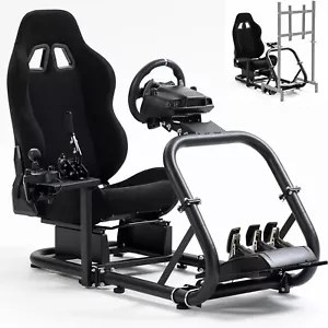 Hottoby Racing Simulator Cockpit with Black Seat Fits Logitech G29 Thrustmaster - Picture 1 of 8