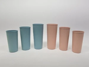 Vintage Lot Of 6 Tupperware Tumblers Cups 107 115 116 Dusty Blue Dusty Rose NOS  - Picture 1 of 7