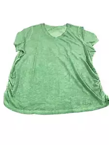 Lane Bryant, Women's, Short-Sleeve, V-Neck, Side-Ruched, Tee, Light Olive - Picture 1 of 2