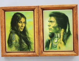 2 Vintage Kimberly Enterprises Native American Indian Ceramic Tile Bill Hampton - Picture 1 of 6