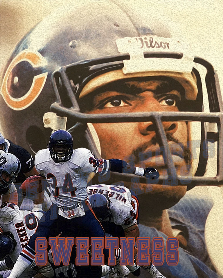 Impresión litográfica de los Chicago Bears de Walter Payton 3 Foto 1 de 1