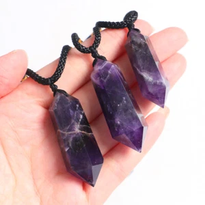 Natural Dream Amethyst Quartz Pendant Crystal Necklace Pendulum Healing Stone - Picture 1 of 9