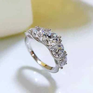 3.60CT Round Lab-Created Engagement Ring 14k White Gold Plated - Picture 1 of 5