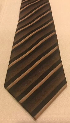 Corbata Angelo Rossi marrón beige a rayas hecha a mano con cuadrado de bolsillo nueva con etiquetas 61"  Foto 1 de 4