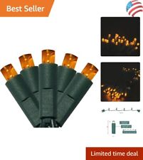 Premium Amber LED Christmas Lights - Mini String Lights - 17 Ft Green Wire
