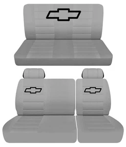 Truck seat covers Fits 1988-1994 Chevy C/K 1500 Front and Rear silver w flag - Picture 1 of 1