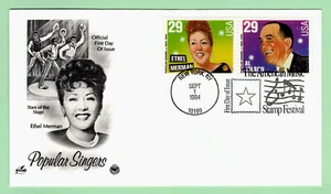 1994 FDC First Day of Issue for Popular Singers - Ethel Merman & Al Jolson - Picture 1 of 1