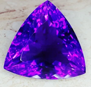 Ametista Viola Naturale Certificata 50 Ct Pietra Preziosa Sciolta Non Trattata Trilione O149 - Foto 1 di 11