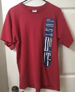 Vtg T-Shirt Red “JUST DO IT” Nike Spell out Graphic USA 90s Single Stitch XL - Picture 1 of 10