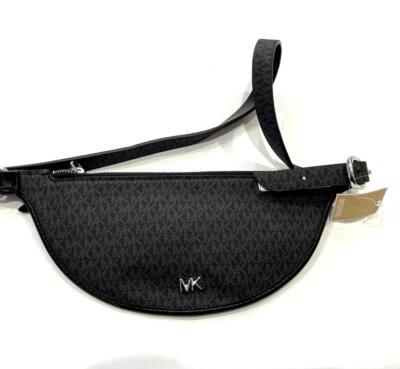Сумка через плечо Michael Kors двусторонняя поясная Fanny Pack - черная кожа - L/XL - Изображение 1 из 4