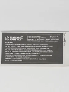 Replacement Rear Back Cartridge label for Nintendo 64 N64 - Picture 1 of 1