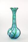 Vintage Mid Century Murano Glass Spiral Ribbon Aqua Vase Lamp Base 17.5" Tall