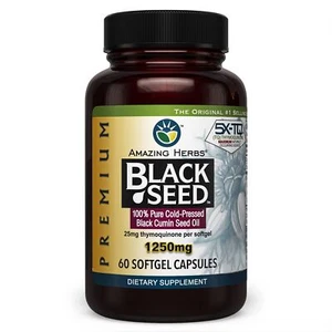Amazing Herbs Premium Black Seed Oil Capsules - High Potency Cold Pressed Nig... - Picture 1 of 7