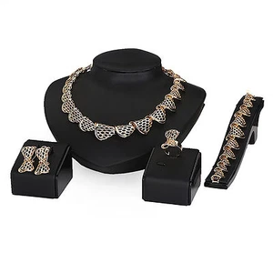 Beautiful Gold Plated Jewelry Necklace Earring Bracelet Jewellery Set - Picture 1 of 6
