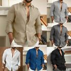 Beach Button Down T Shirts for Men Casual Solid Shirts with Long Sleeve