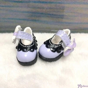 SHP112LPB Mimiwoo 1/6 BJD 3.3cm Mary Jane Strap Doll Shoes Purple & Black =^.^= - Picture 1 of 1