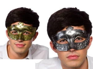 Mens Gladiator Fancy Dress Face Mask Gladiators Mask Gold Or Silver - Picture 1 of 5
