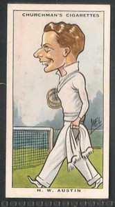 CHURCHMAN, Sporting Celebrities, BUNNY AUSTIN, TENNIS (GB), No.44, VG/Ex,1931