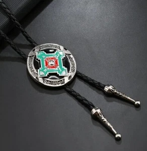 Rodeo Bolo Tie Western Cowboy Black Leather Necktie New Free Ship B3057 - Picture 1 of 1