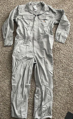 MENS CARHARTT FR FIRE RESISTANT WORK GRAY COVERALLS SIZE 52 Tall - Image 1 of 4