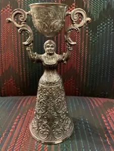 Jungfrauenbecher Maiden's Cup GERMAN FIGURAL SILVER BRIDAL WEDDING Chalice 7" - Picture 1 of 12
