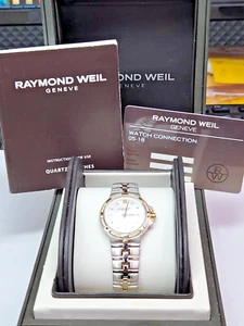 MINTY Raymond Weil Parsifal 18k/SS 5180 Swiss Quartz MOP Dial 30mm Diamond Watch - Picture 1 of 20