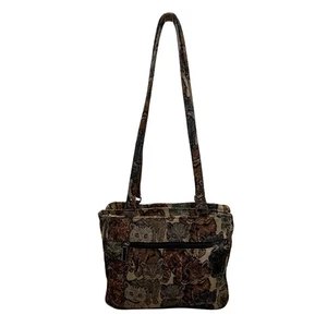 Vintage Tapestry Women’s Multi-Color Cat Pattern Double Strap Shoulder Bag Size - Picture 1 of 13