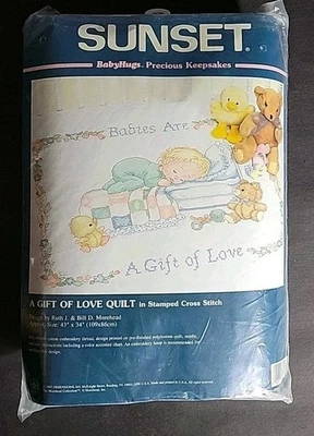 Sunset BABIES ARE A GIFT OF LOVE Quilt Stamped Cross Stitch Kit 43 x 34 MOREHEAD - Image 1 of 4